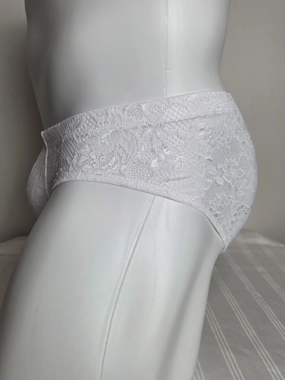 Cosabella White Lace Men's Briefs - Sheer Panel Support
